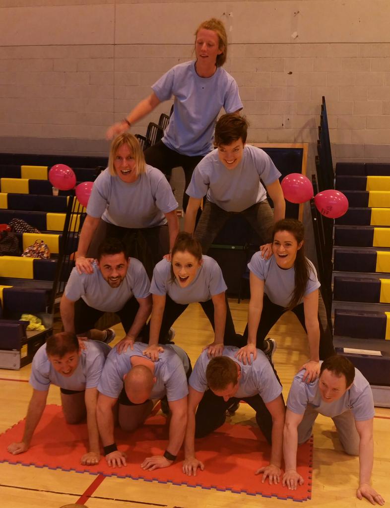 DrEmmaBurrows's tweet photo. The staff and postgrad team pyramid. Nailed it. #GAD2015 #getactive http://t.co/3Cb5teOKHb
