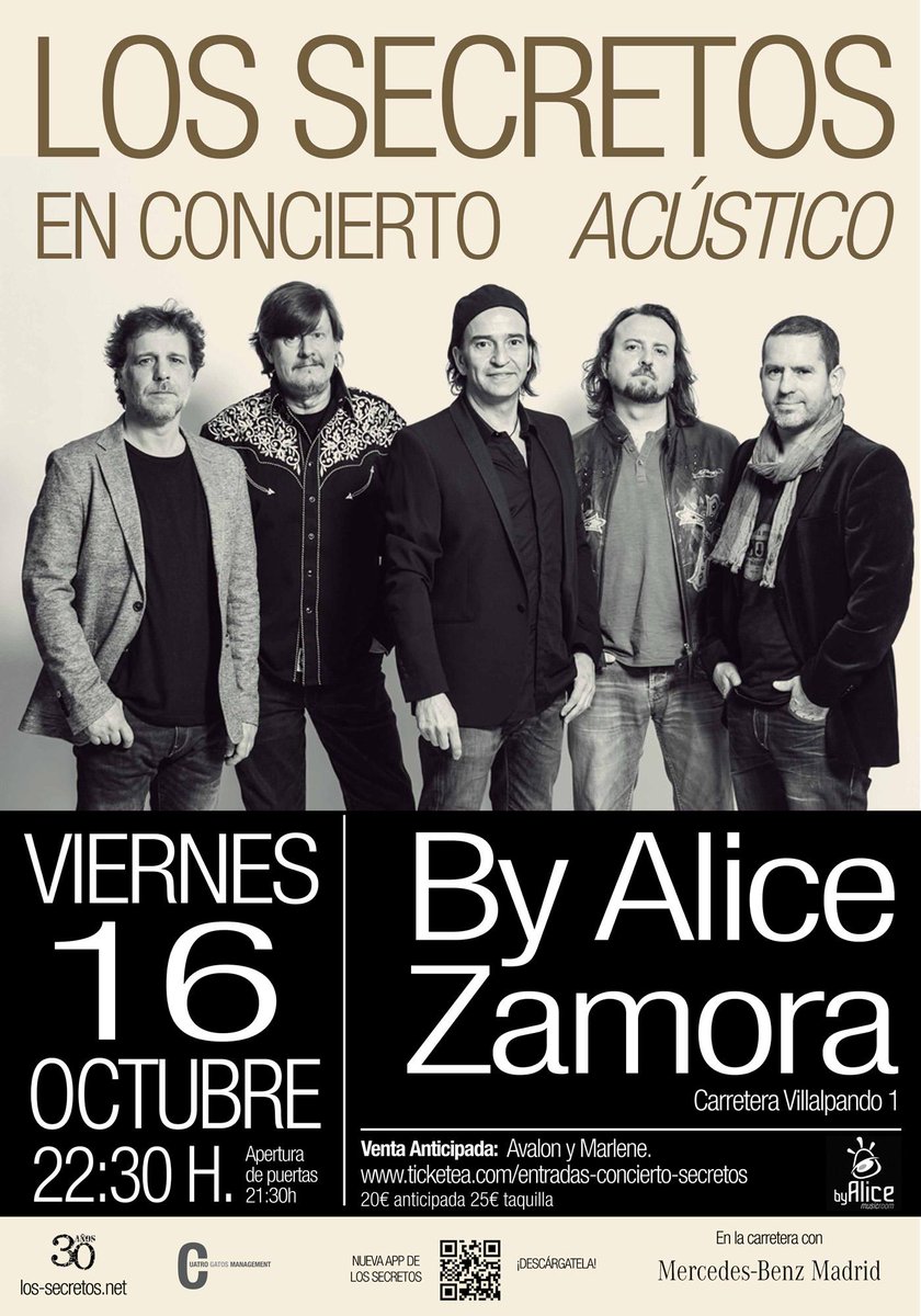 los_secretos's tweet photo. Amig@s de #Zamora, el 16 de octubre concierto en formato quinteto acústico en @ByAlice_Zamora http://t.co/X2UbPh6KXi