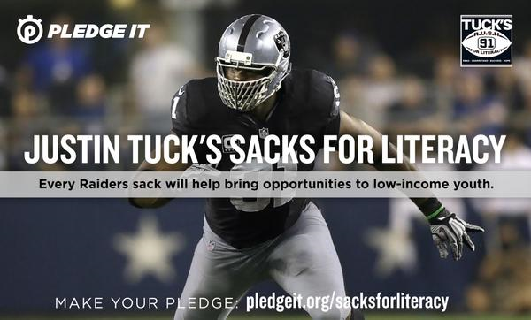 RebeccaKOtto's tweet photo. Keep those #Raiders #Sacks coming! @JustinTuck #SacksforLiteracy! Get involved- https://t.co/eUGSHTcpff #readernation http://t.co/Pz1HQ80ne2