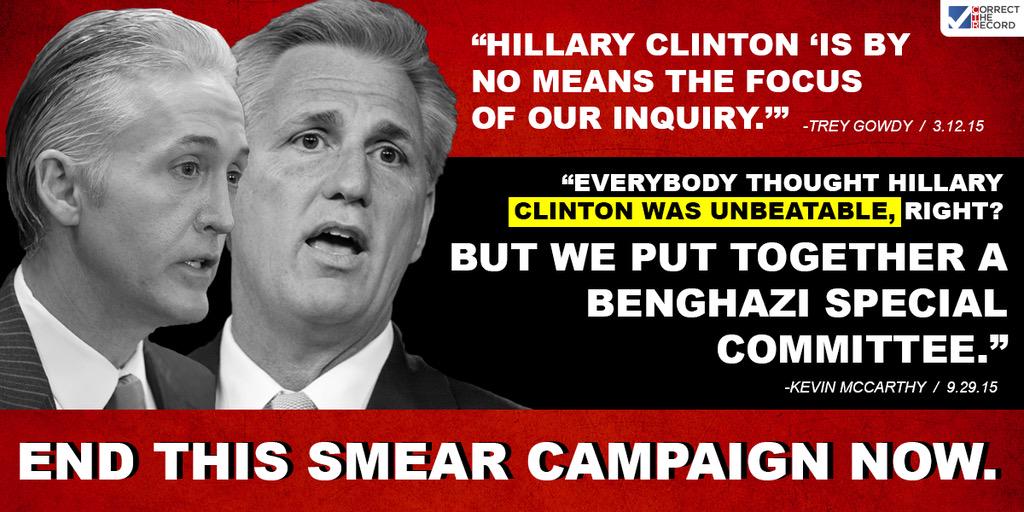 DemocratsWC's tweet image. Republican leader admits that #Benghazi committee was used to defeat Hillary. It's time for their games to end now!