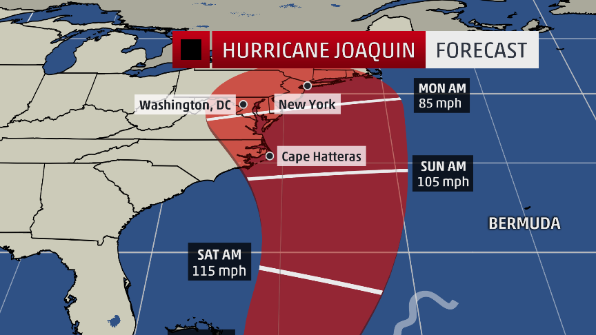 weatherchannel's tweet photo. JUST IN: #Joaquin 11aET Advisory: #winds up to 80 mph, forecast to become a major #hurricane: http://t.co/bZROLkbhpC http://t.co/La3ZQGfqMw