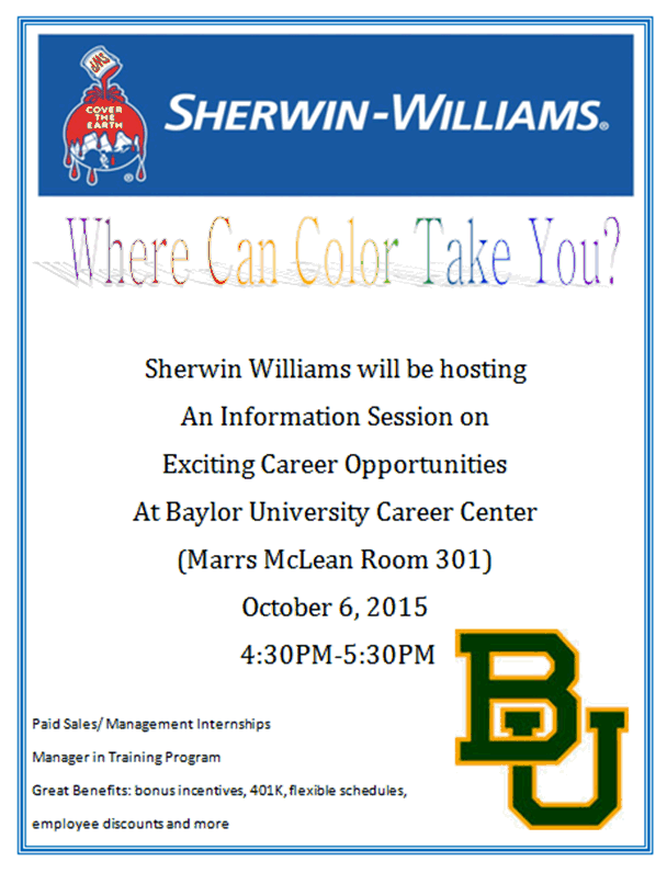 Sherwin_SWD's tweet photo. @BaylorHireABear #SherwinCareers http://t.co/2taM60q3HH