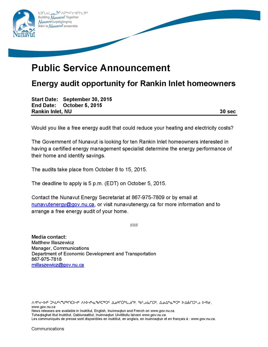 Qulliq Energy Corp On Twitter Energy Audit Opportunity For