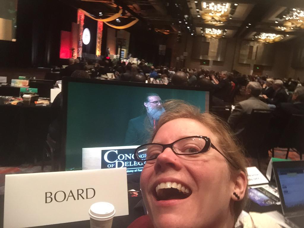 aafp's tweet photo. Hmmm.. selfie-bomb? RT @Zimmosaurus: Does this selfie count as a photobomb? #AAFCOD http://t.co/ANJj8QngX5