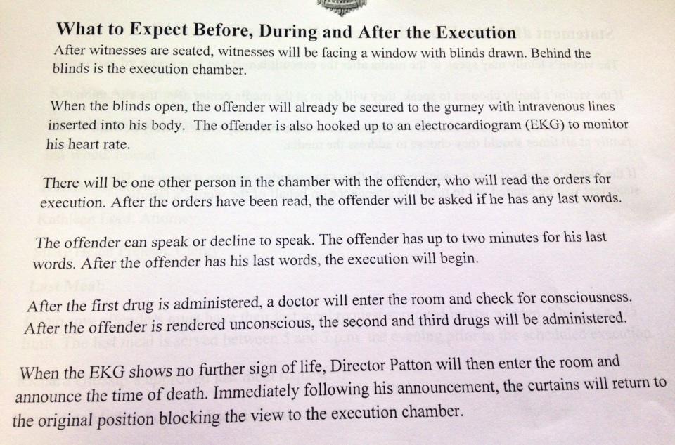 LilianaSegura's tweet photo. What to expect at the execution. #Glossip http://t.co/qEKeW24DgD