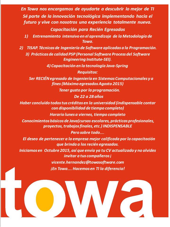 towasoftware's tweet image. Ayuda a que alguien tenga un #felizmiercoles y dale RT a esta información
#BuscoTrabajo #BuscoEmpleo