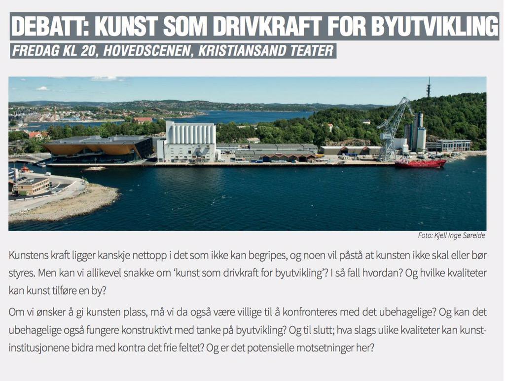 Gå ikke av debatten på hovedscenen i Kristiansand teater fredag 9. okt kl 2000