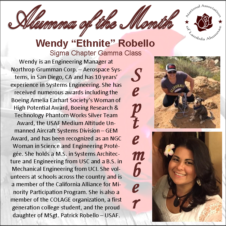 NALA_1986's tweet photo. NALA’s September Alumna of the Month Wendy Robello an example of Living Lambda #Alumnaofthemonth #NALA #LambdaAlumnae http://t.co/Cd2Q14BiAB