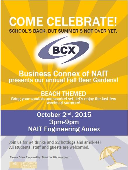 Curtis1Donald's tweet photo. BCX beer gardens Friday! @BCX_NAIT @NAIT @NAITSA #goodtimes #beer #collegefun #beer gardens http://t.co/wk7T6pQ1C7