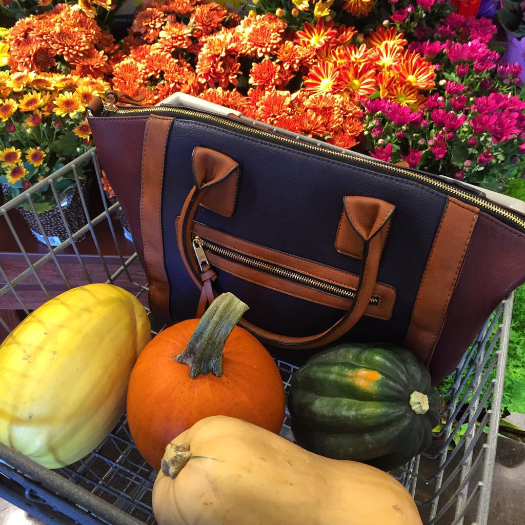 EmilyLynneClare's tweet photo. my @QFCGrocery basket is attempting to make the ultimate #fallstatement ✨👜🍂🍁🍴💛 #qfc #fallstyle #fallfood #autumnlove http://t.co/2baYy2VL9j
