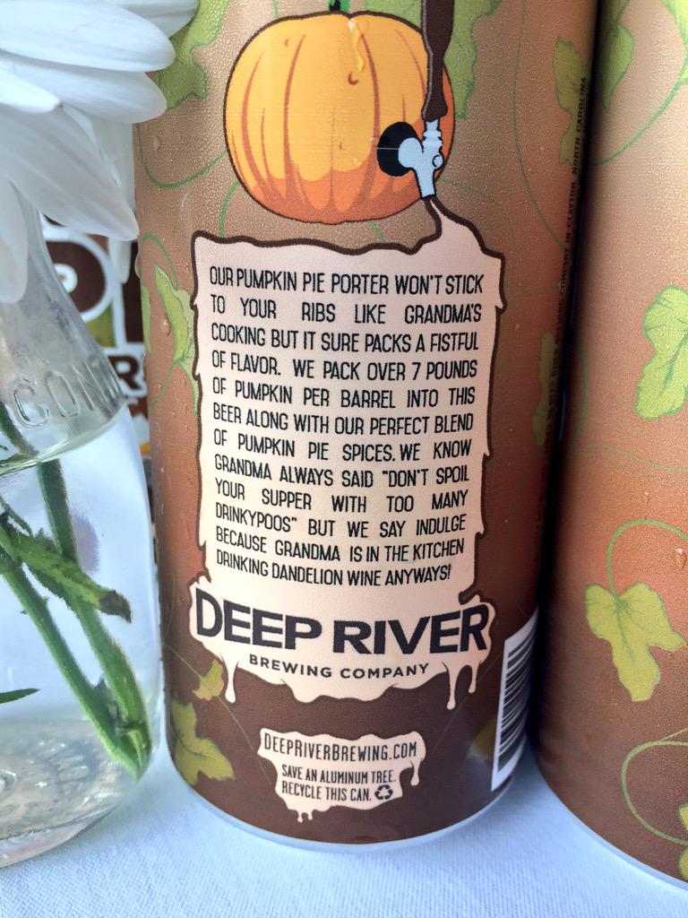 Just in! Deep River Pumpkin Pie Porter! Mmmm. <a href="/DeepRiverBruin/">Paul Auclair</a> @919Beer @Ncbeerguys