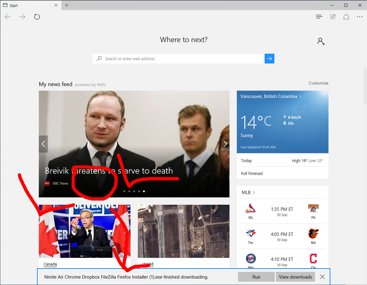 LinusTech's tweet image. Is this what everyone else's Edge browser looks like on Windows 10?