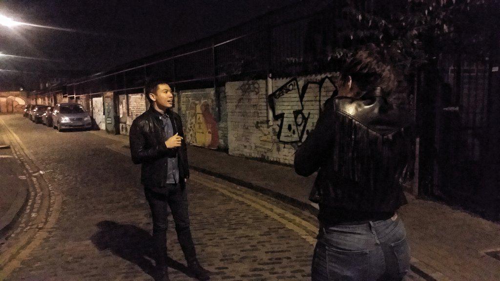StoryNatives's tweet photo. On a late night shoot in Shoreditch with @teresa_madeline @ZaiNoted, doing our thing! #photography #work http://t.co/dbcPjrro3g