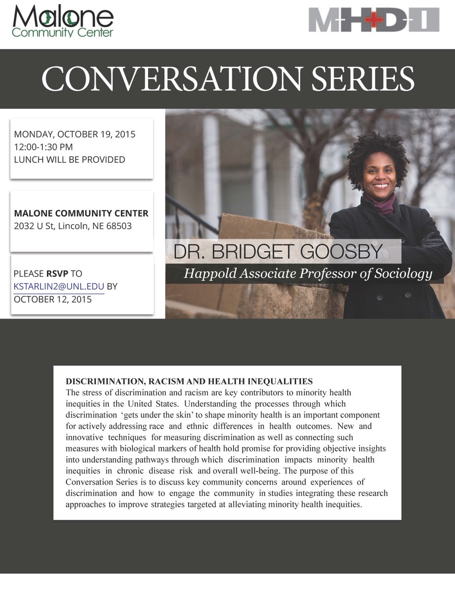 MaloneCenter's tweet photo. Join us on a presentation on racism, discrimination and Health inequalities. RSVP by October 12th. http://t.co/uYRSaE2PM7