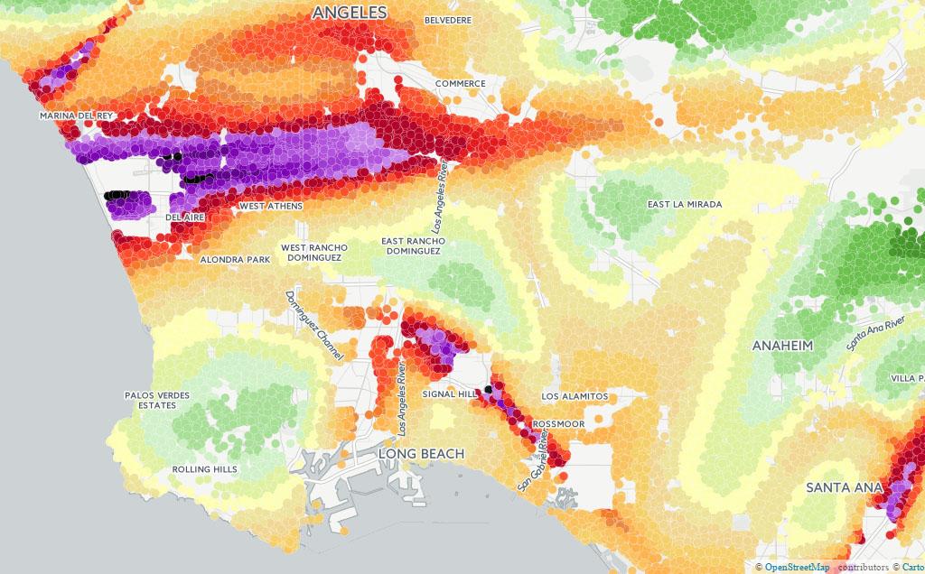 smurray256's tweet photo. Map of total aircraft noise from proposed #faa changes to #SoCal airspace http://t.co/9Zo23OTHEc #OAPM http://t.co/Q0Pkf6QQoZ