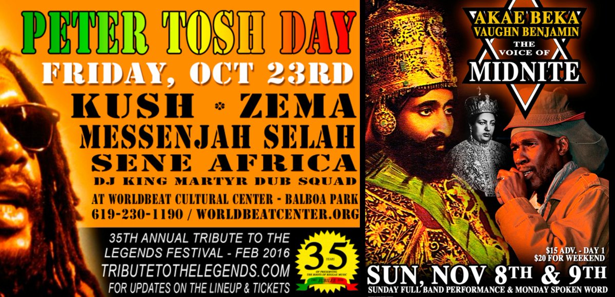 Coming up at @worldbeatcenter #PeterTosh Day Oct 23rd & #VaughnBenjamin Live Nov 8th & 9th w Spoken Word #rootsreggae