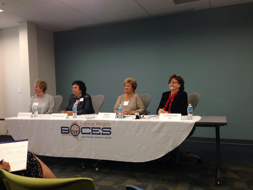 suptwiles's tweet photo. Commissioner Elia and distinguished panelists at Capital Region BOCES share insights in leadersip http://t.co/Q3bfJO4Unt