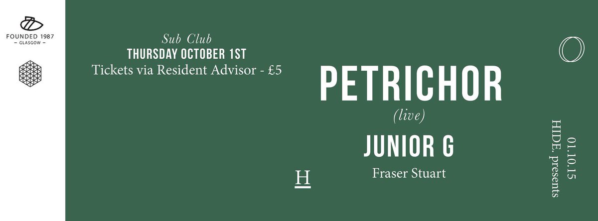 SomaRecords's tweet photo. Tomorrow, Petrichor/@mrsimonstokes playing LIVE @hide_glasgow in @SubClub => http://t.co/hMGJjaiHLm http://t.co/aod7ODK2m3