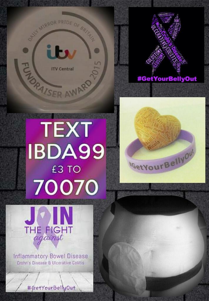 gemma_witchy30's tweet photo. Help us raise awareness and funds for Crohn's Disease and Colitis. Every tweet helps. Thank you #GetYourBellyOut💜 xx http://t.co/tZC6J9hdYq