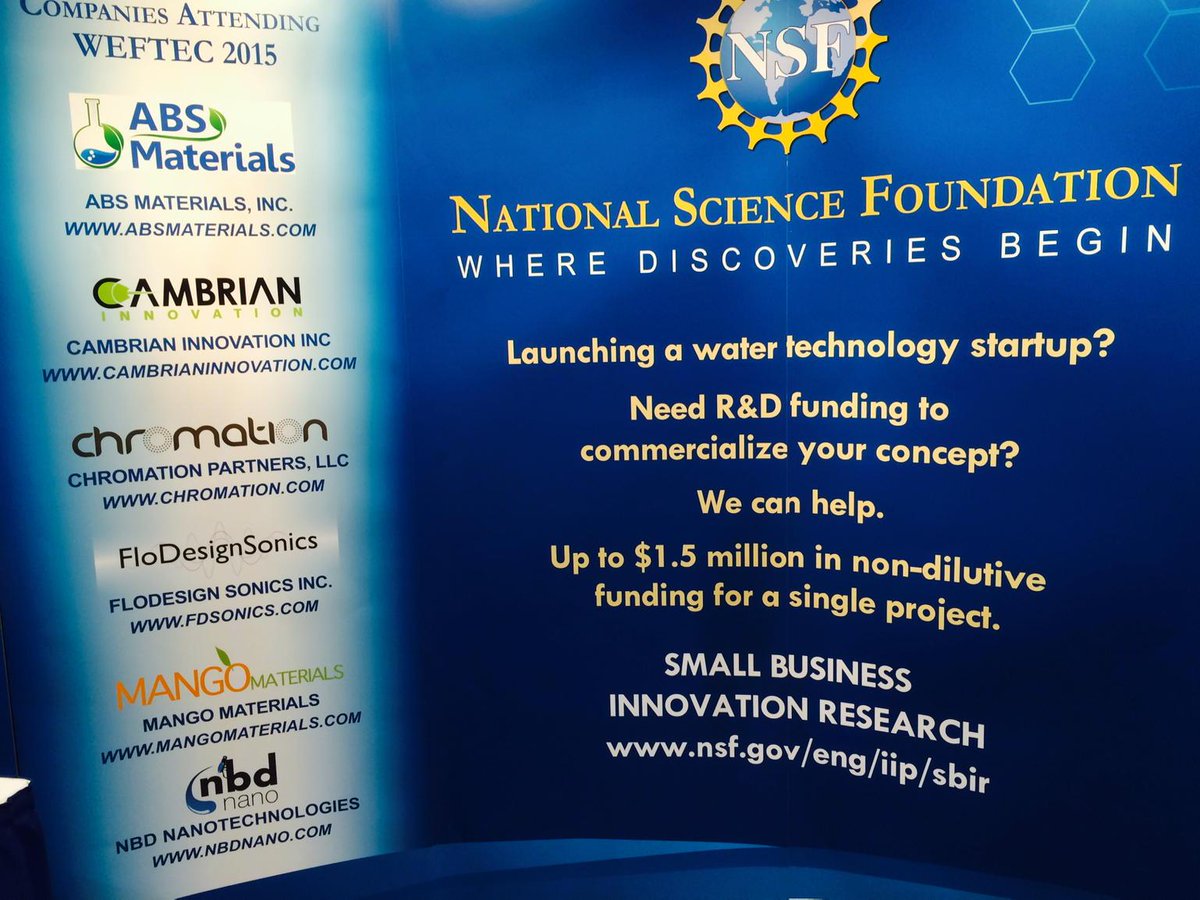 NBDnano's tweet photo. Representing a NSF SBIR funded company at #WEFTEC2015 http://t.co/8w26x8IVfW