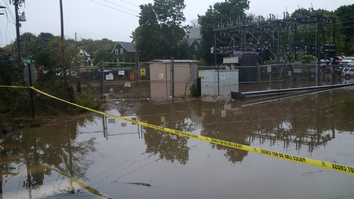 cmpco's tweet image. CMP needed to shut down this flooded substation in Bath to allow people to leave the area safely.