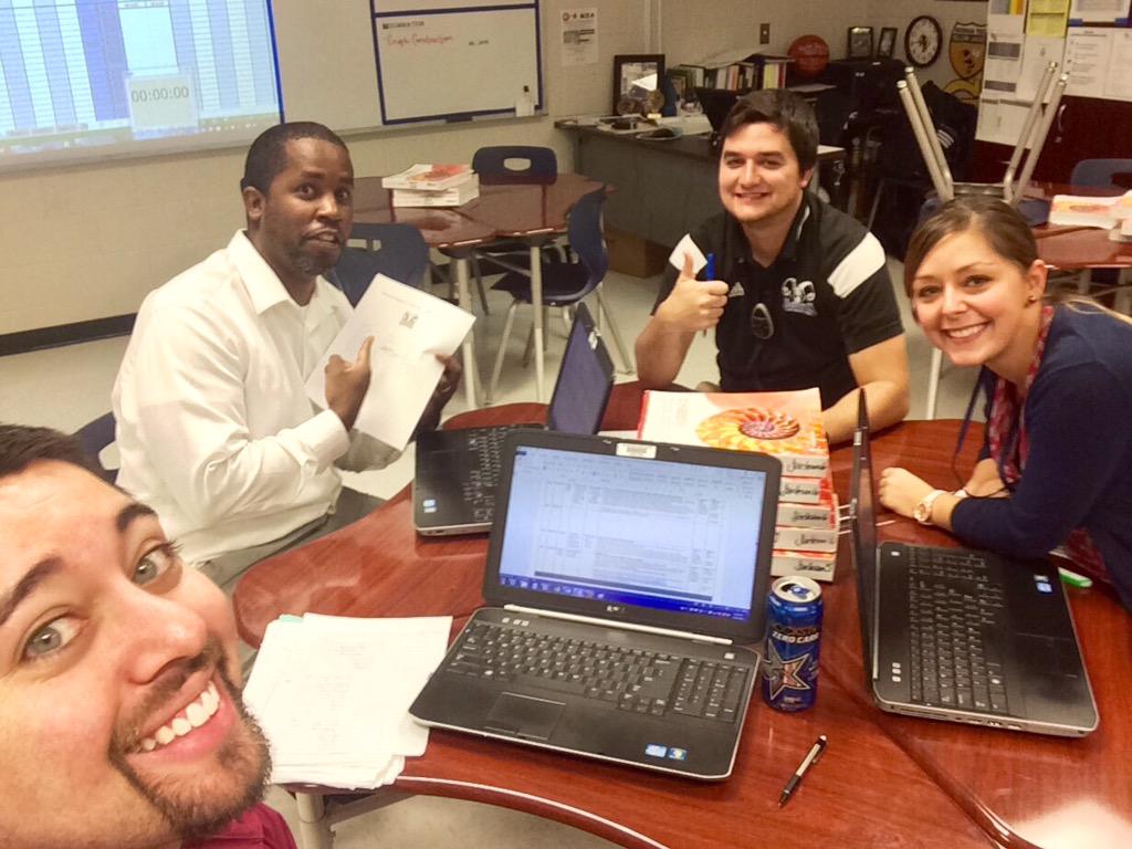 MrWascak's tweet photo. Taking a #PLSelfie while reviewing Formative Assessment data with the Advanced Algebra crew #RamsRise #NCSSBeTheBest http://t.co/osI9uFzFC8