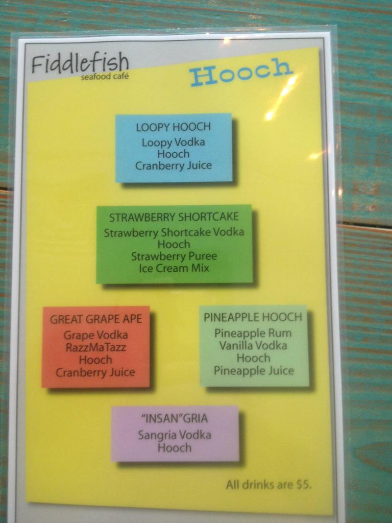 Fiddlefish's tweet photo. Check out the $5 Hooch drink menu! http://t.co/Ey9gVfeqWM