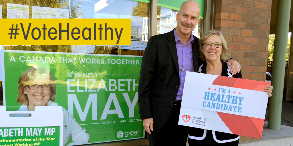 CanadianGreens's tweet photo. .@ElizabethMay has joined @TheHSF to support better health in Canada. #VoteHealthy http://t.co/p4sLVCELEe