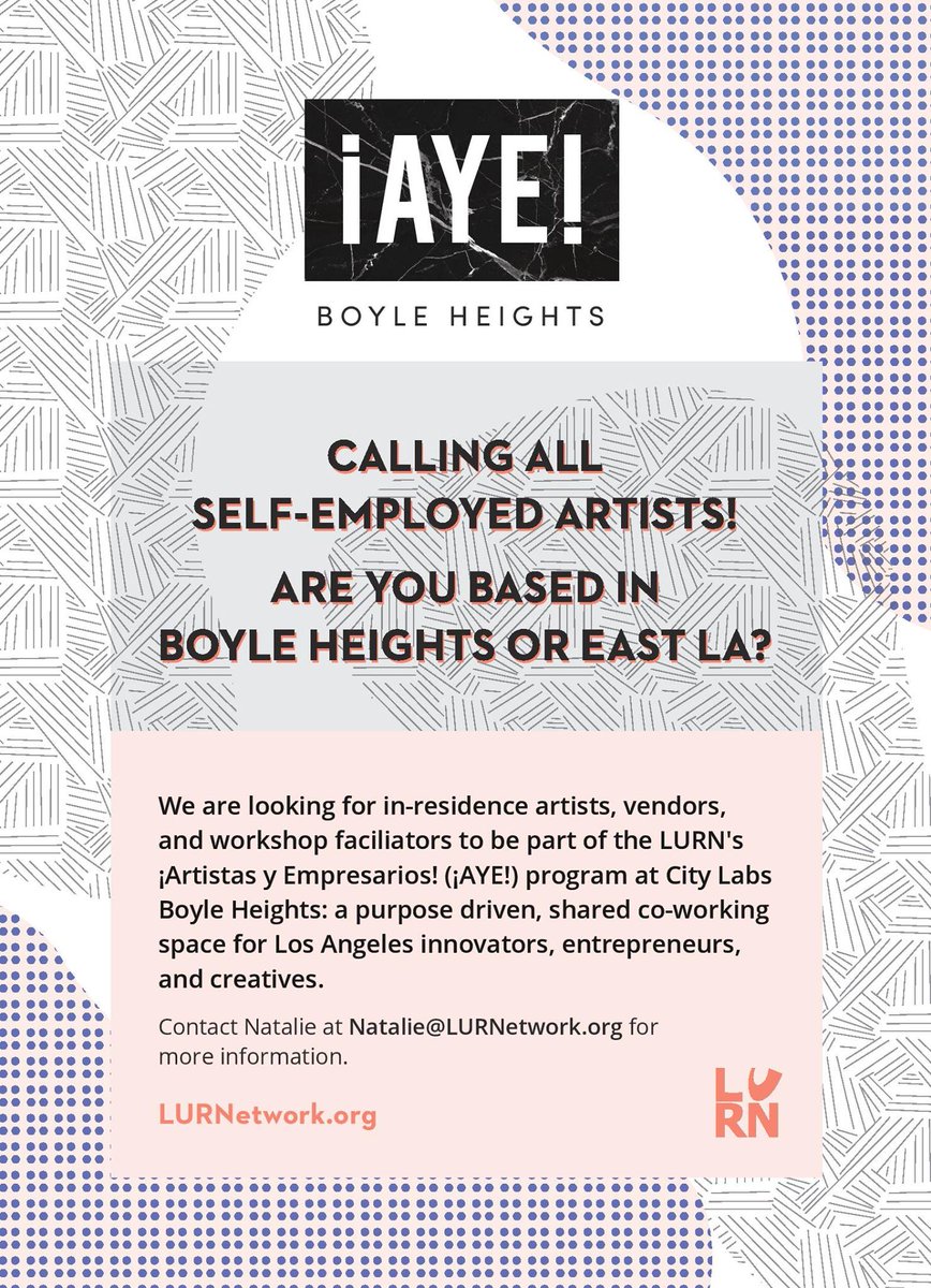 Culture_LA's tweet photo. #ArtOpp: #CEDF Grantee @LURNetwork seeking artists based in Boyle Heights or East LA to join ¡AYE! Boyle Heights! http://t.co/Px4MMFlyfX