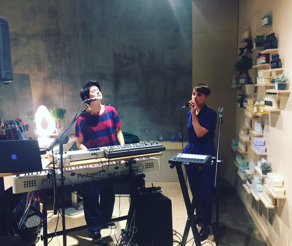 bluetitlondon's tweet image. The awesome @wylesandsimpson soundtracking our launch party in East Village #bluetiteastvillage