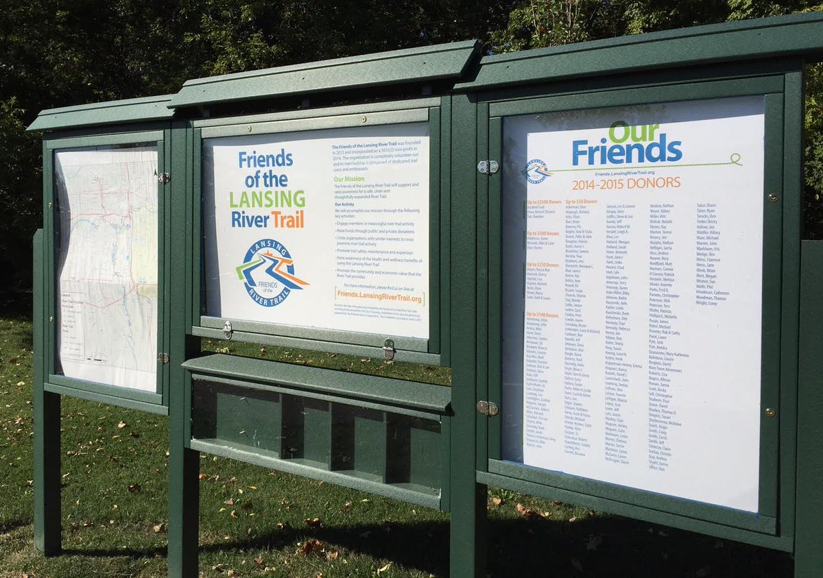 The Friends of the Lansing River Trail donor board is up in Maguire Park! Looks great!