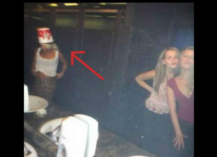 Mean_Chicks's tweet image. Why? #Drunk chick w/KFC bucket on her head? Tell me her name and address. I'll send her an anonymous letter! #skank