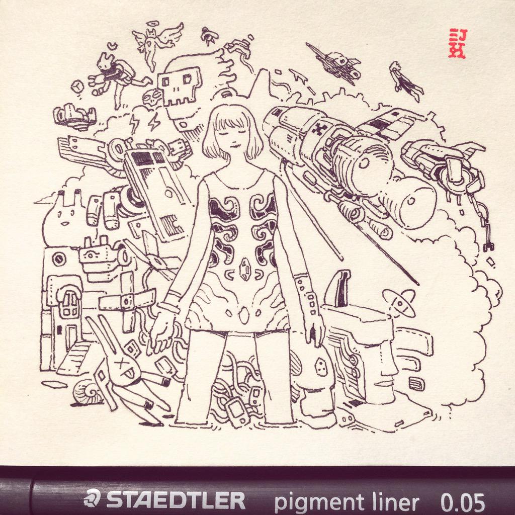 AutoKite's tweet photo. "Honey, I love you But I need to go to Space now"#freehand #ink #drawing #STAEDTLER #girl #bunny #astronaut #AutoKite http://t.co/D3JYcO10pJ