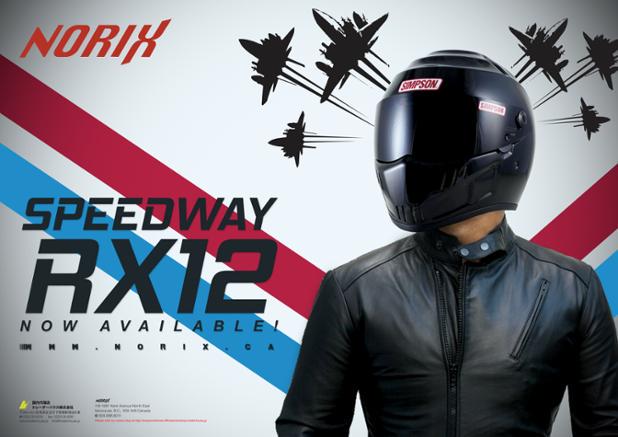 Vanlemon_Studio's tweet photo. The new Speedway RX12 ad for Nirin Seikatsu Magazine! 
#vanlemon #motorcyclehelmets #simpson http://t.co/d1VmGq3slX