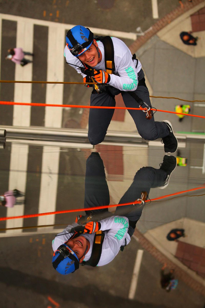 Brother Eric Menna rappelled off of the Lafayette Tower to raise money for Shatterproof, org fighting drug addiction
