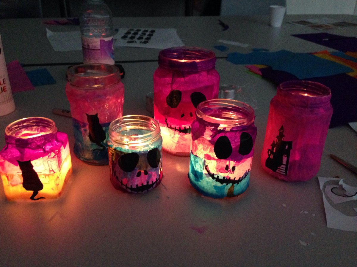 Jam jar lanterns by the arts and crafts group tonight !