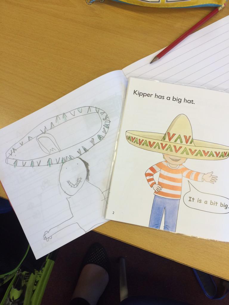 Comely_P3's tweet photo. We π Aiden's drawing of his favourite hat in his story! #successfullearners #thinkingreaders http://t.co/BM2riSZ77z