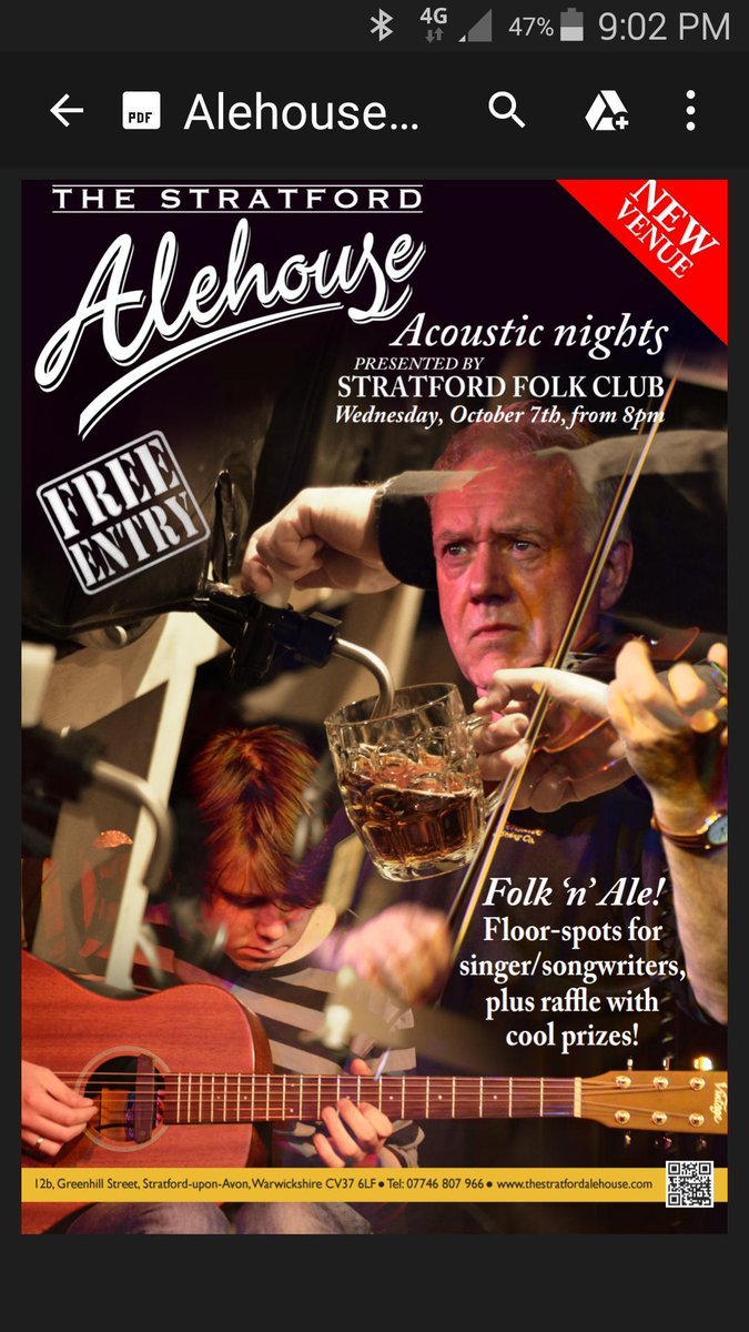 New Venue for our acoustic sessions at The Stratford Alehouse. .Folk n Ale !!