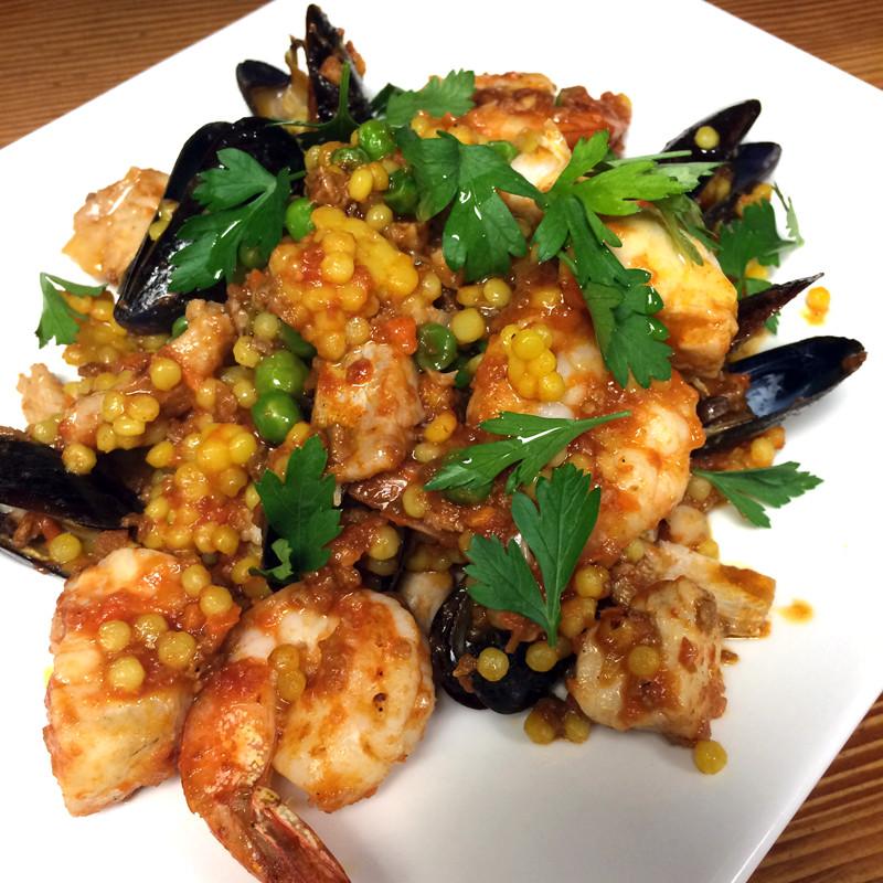 Table926's tweet photo. It's Paella Week at Table 926! Seafood paella  with saffron, israeli couscous, soyrizo sofrito, shrimp, mussels- $22 http://t.co/3q3hAM0Pq8
