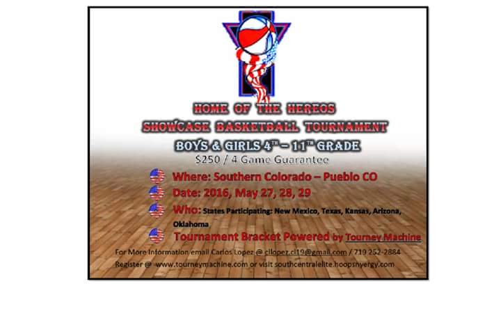 South Central Elite presents: The 2016 Home of The Heroes Showcase tourney For more info go to southcentralelite.hoopsynergy.com