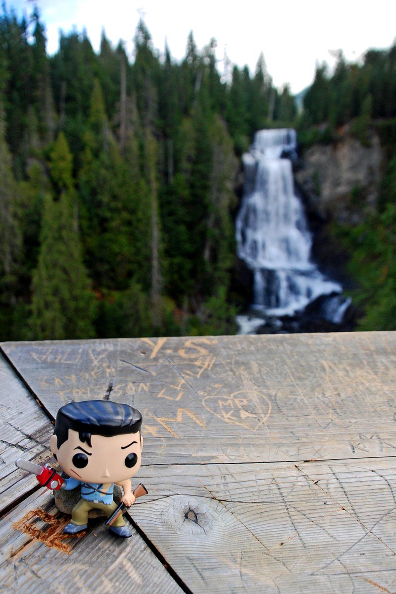 JaneGrafham's tweet photo. .@GroovyBruce #lilAsh at #AlexanderFalls near #WhistlerOlympicPark carving out names of slain deadites! http://t.co/L9yMVV6jL1