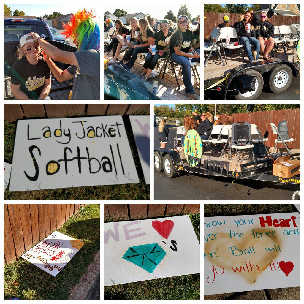 LadyJacketSball's tweet photo. Lady Jacket Softball is READY to rock the 2015 Homecoming parade! #homecoming2015 @KevinGLowery @wchristianleb http://t.co/3DXLVHeRhr