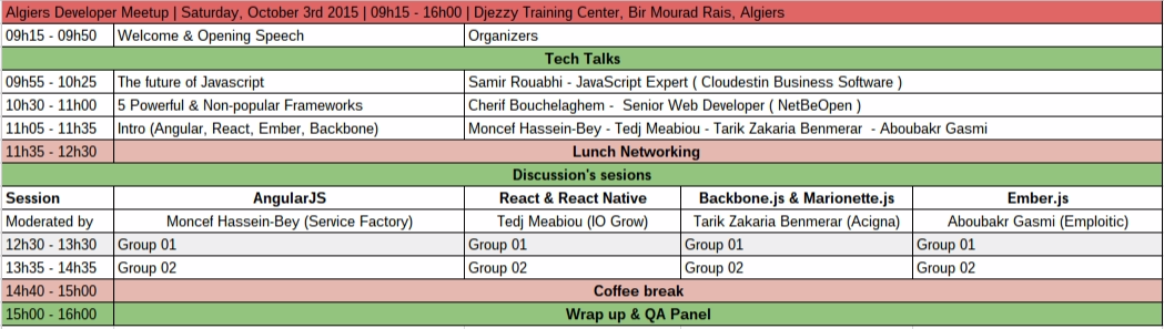 Here the Agenda of next #Algiers #Meetup , Saturday, October 3rd starting 9h15 at #Djezzy Training Center