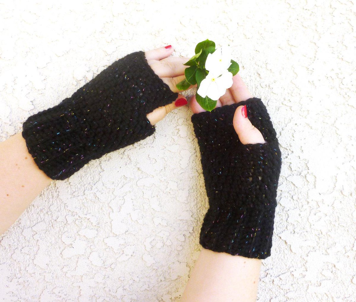 Fingerless Gloves Handmade Crochet wristers Black Womens glove mag… etsy.me/1nqmRkZ #Etsy #CrochetFingerless