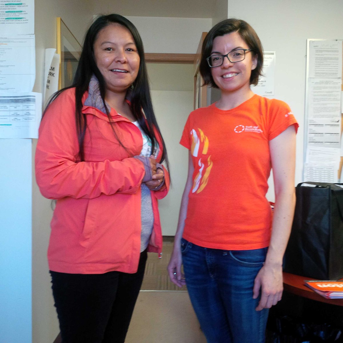 nikiashton's tweet photo. Standing w/ Stella at KTC in honour of Residential School Survivors + those that never came home. #everychildmatters http://t.co/zs0hNAyEzG