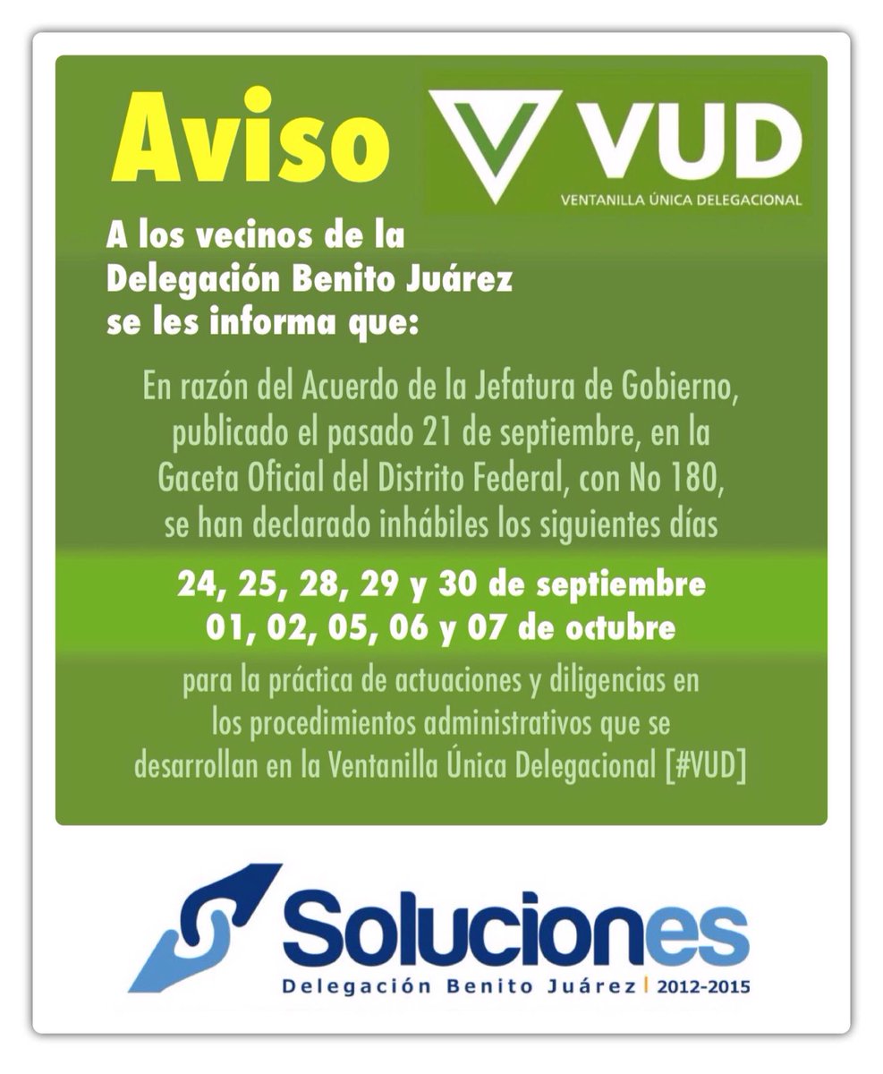 #Aviso días inhábiles para #TrámitesBJ en la #VUD, del 24 sept al 07 oct → 
consejeria.df.gob.mx/portal_old/upl… vía @ConsejeriaDF
