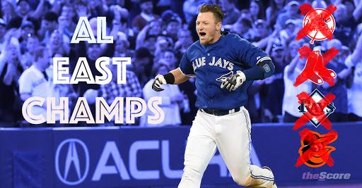 theScore's tweet photo. The Toronto Blue Jays have CLINCHED their 1st division crown since 1993! http://t.co/dA58pMBKtT http://t.co/z1ynfKpTgf