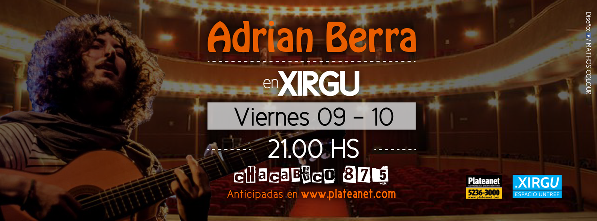 Primera vez en Twitter para avisar el Viernes 9/10 en Teatro Xirgu!
Anticipadas plateanet.com
Ahí nos vemos