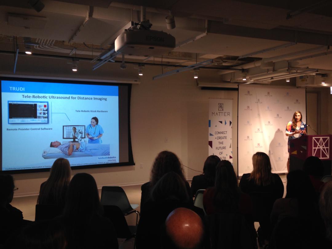 MATTER member <a href="/TeleHealthRobot/">TeleHealthRobotics</a> pitches to the <a href="/WomenInBio/">Women In Bio</a> judges. @HZNPplc <a href="/IllinoisBiotech/">iBIO</a>