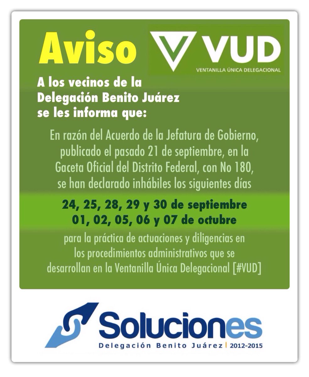 #Aviso días inhábiles para #TrámitesBJ en la #VUD, del 24 sept al 07 oct → 
consejeria.df.gob.mx/portal_old/upl… vía @ConsejeriaDF